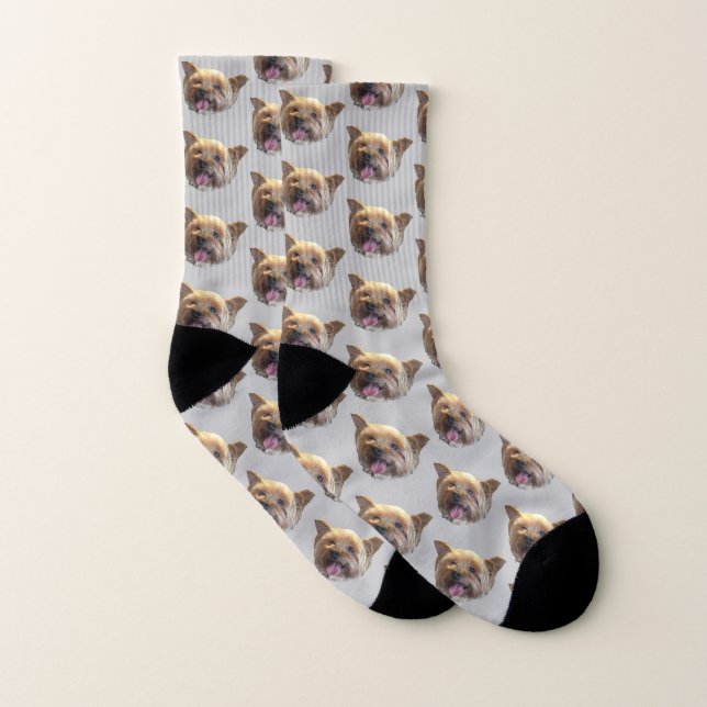 Graue Personalisierte Begleiter Foto Weihnachten G Socken (Paar)