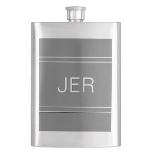 Graue personalisierte Trinkflasche mit monogrammie Flachmann