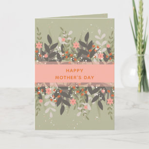 Graue Pfirsich-Minimalist-Floralband Muttertag Karte