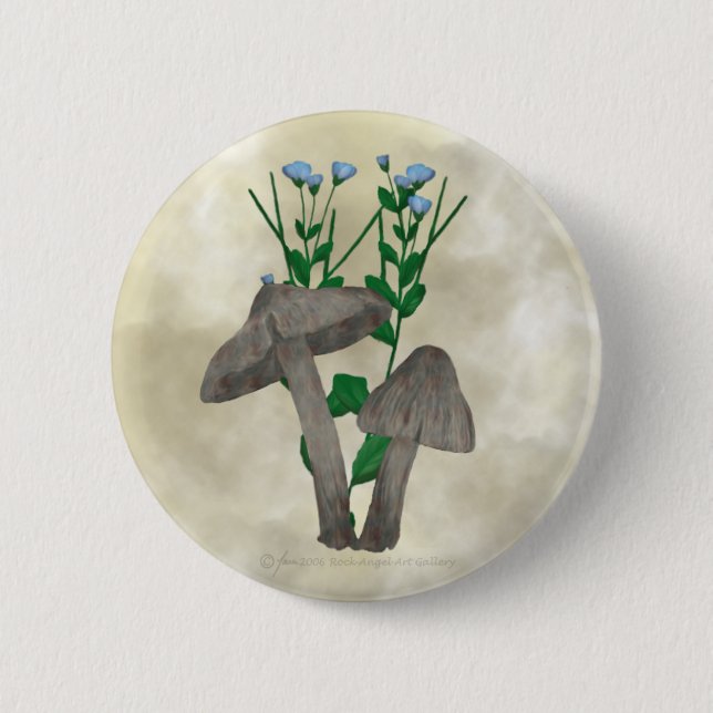 Graue Pilze und Flachs-Knopf Button (Vorderseite)