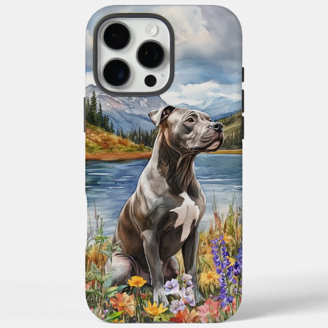 Graue Pit Bull - harter Handy-Fall iPhone 16 Pro Max Hülle (Rückseite)