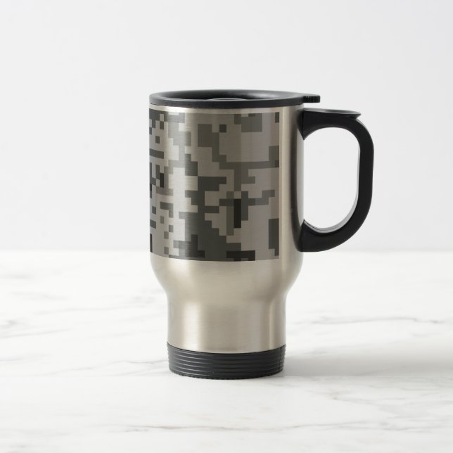 Graue Pixel-Camouflage Reisebecher (Rechts)