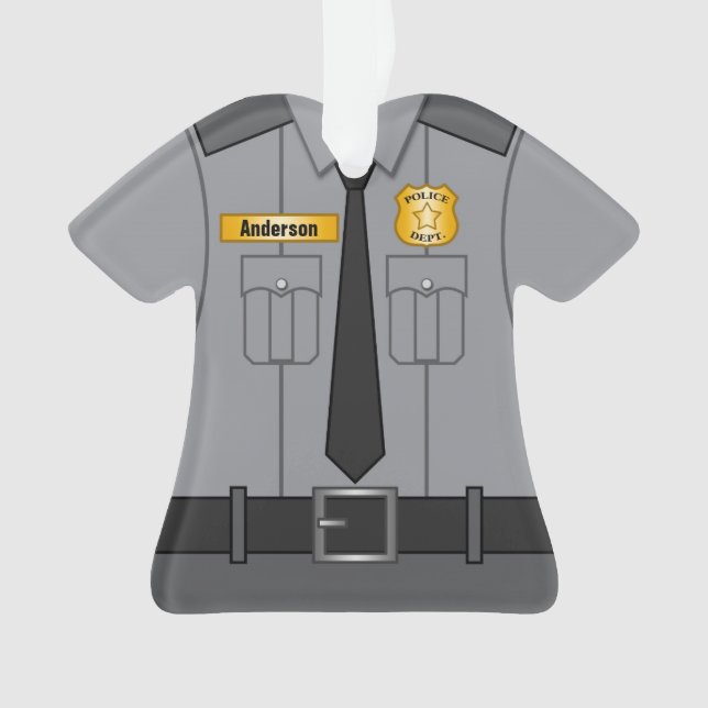 Graue Polizei-Offizier-Uniform personalisiert Ornament (Vorderseite)