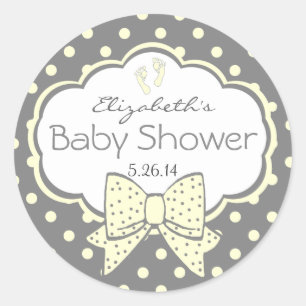 Graue Polka Dots-Baby-Dusche Runder Aufkleber