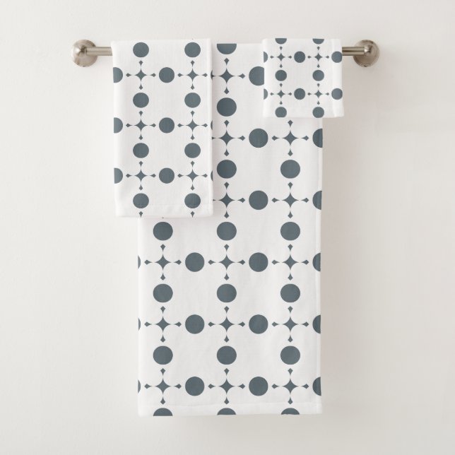 Graue Polka Dots, Polka Dot Pattern, Dots, Dotter Badhandtuch Set (Insitu)