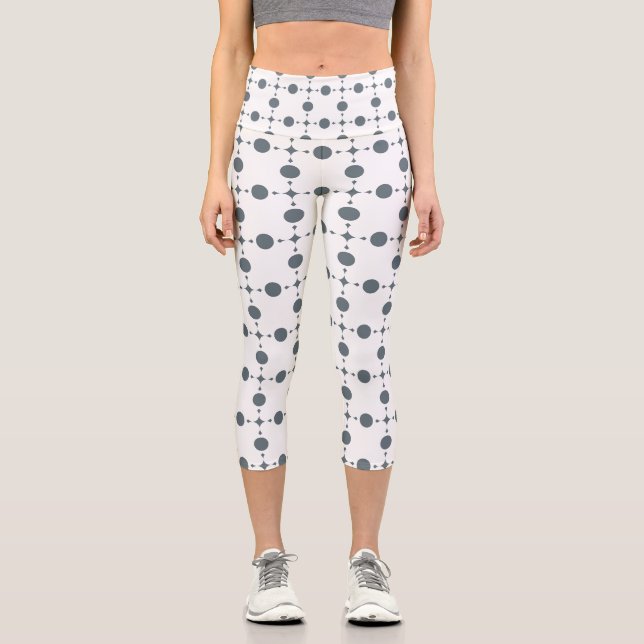 Graue Polka Dots, Polka Dot Pattern, Dots, Dotter Capri Leggings (Vorderseite)