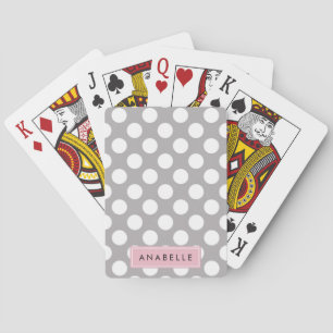 Graue Polka Dots, Polka Dot Pattern, Ihr Name Spielkarten
