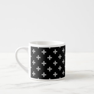 Graue Polka-Kreuze auf schwarz Espressotasse