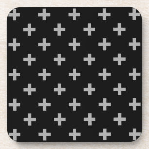 Graue Polka-Kreuze auf schwarz Getränkeuntersetzer