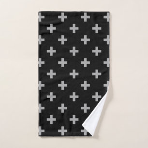 Graue Polka-Kreuze auf schwarz Handtuch