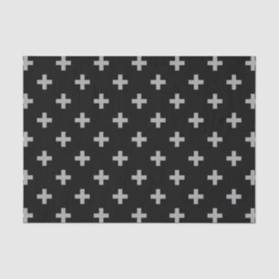 Graue Polka-Kreuze auf schwarz Seidenpapier