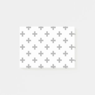 Graue Polka-Kreuze auf weiß Post-it Klebezettel