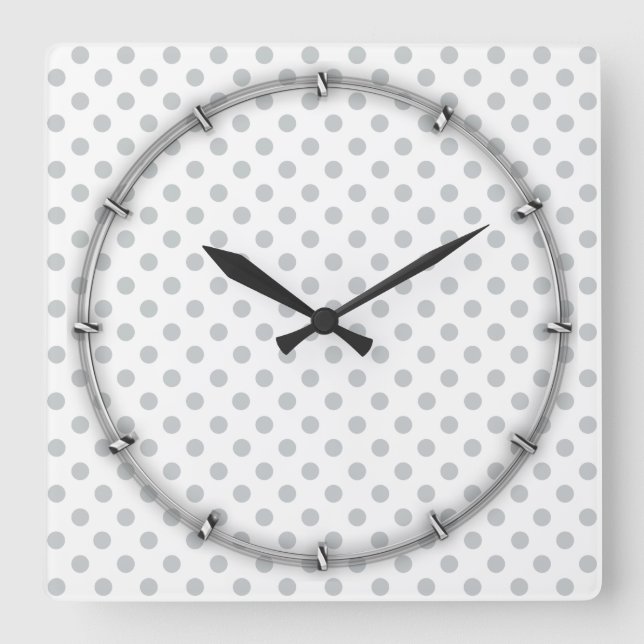 Graue Polka-Punkte ändern Alle Farbklick anpassen Quadratische Wanduhr (Vorderseite)