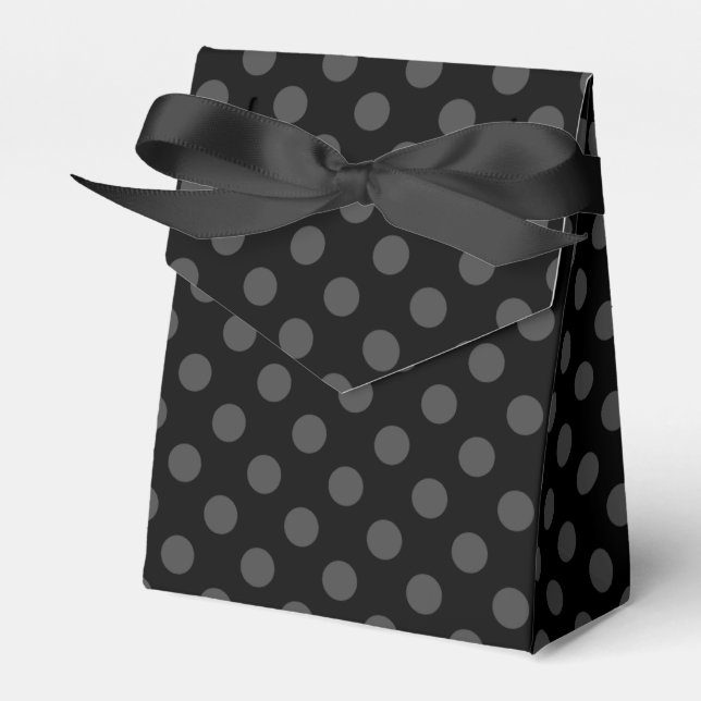 Graue Polka-Punkte auf schwarz Geschenkschachtel (Vorderseite)