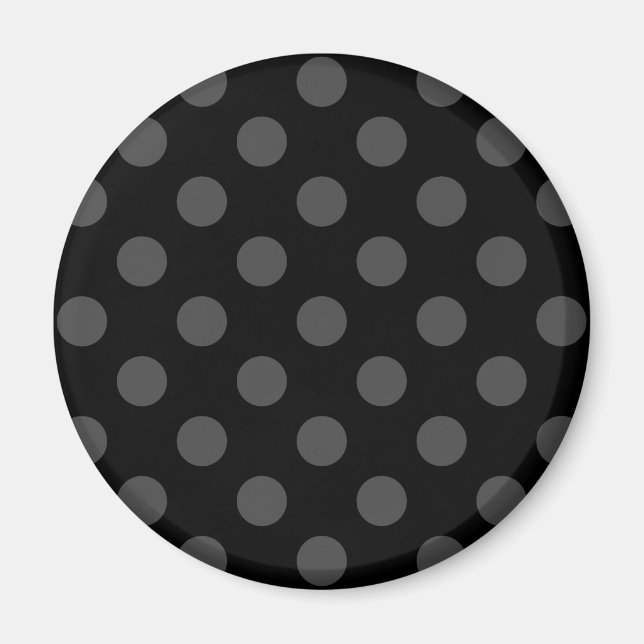 Graue Polka-Punkte auf schwarz Magnet (Vorne)