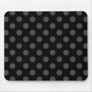 Graue Polka-Punkte auf schwarz Mousepad