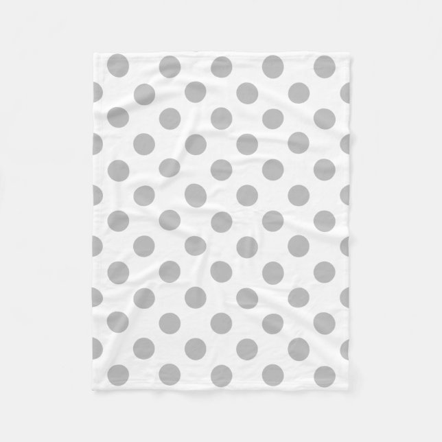 Graue Polka-Punkte auf weiß Fleecedecke (Vorderseite)