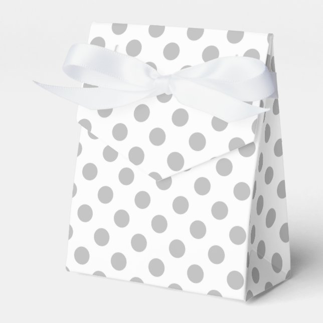Graue Polka-Punkte auf weiß Geschenkschachtel (Vorderseite)