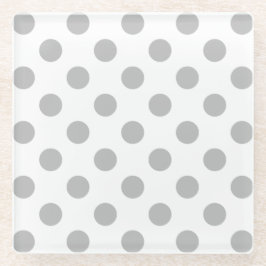 Graue Polka-Punkte auf weiß Glasuntersetzer