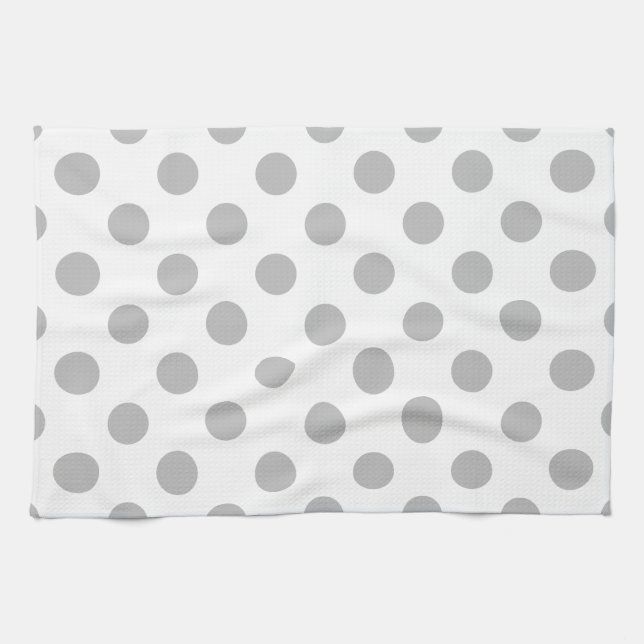 Graue Polka-Punkte auf weiß Küchentuch (Horizontal)
