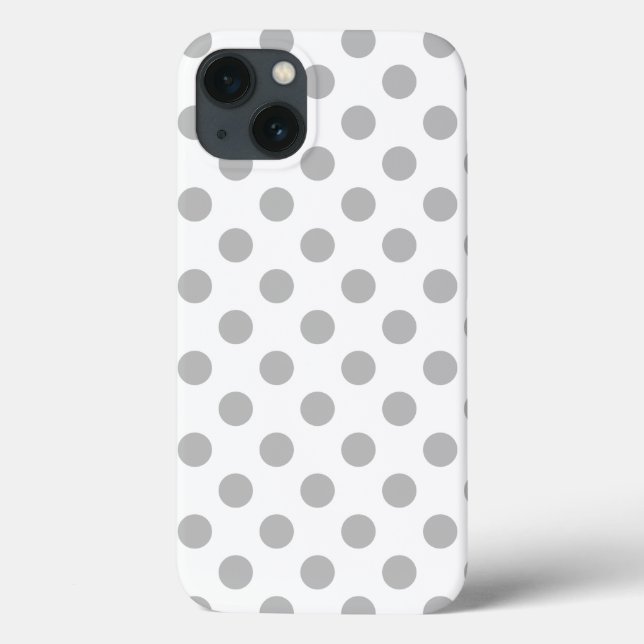 Graue Polka Punkte auf weißem Case-Mate iPhone Geh Case-Mate iPhone Hülle (Rückseite)