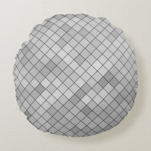 Graue polygonale Illustration, die aus Tria besteh Rundes Kissen