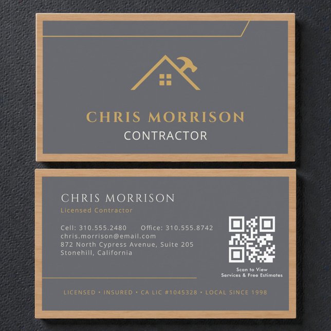 Graue professionelle Holz-QR-Code Visitenkarte (Von Creator hochgeladen)