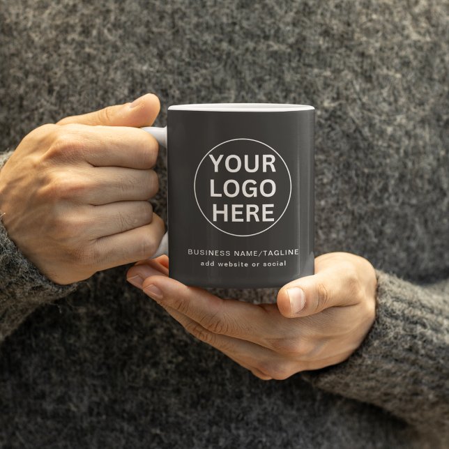 Graue Promo-Markenbezeichnung für "Custom Text & B Kaffeetasse (Von Creator hochgeladen)