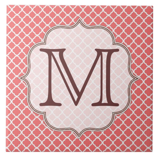 Graue Quarterfolie Latti Monogram Display Tile Fliese (Vorderseite)