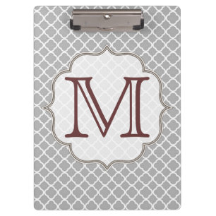 Graue Quarterfolie Latti Monogram Initial Clip Boa Klemmbrett