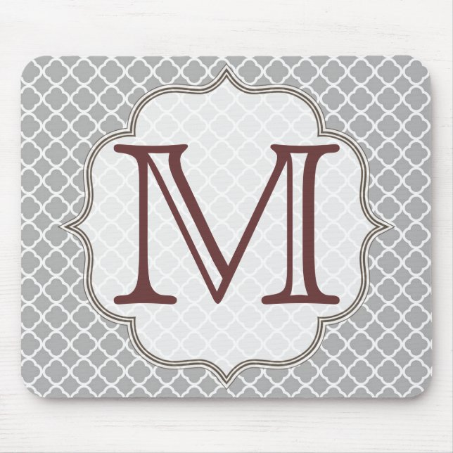 Graue Quarterfolie Latti Monogram Initial Mouse Pa Mousepad (Vorne)
