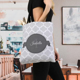 Graue Quatrefolie Personalisiert Tote Bag Tasche