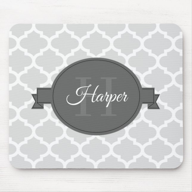 Graue Quatrefolie Personalisierte Maus Pad Mousepad (Vorne)