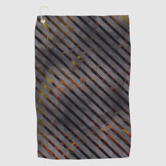 Graue Querschnitte oder Kohlebänder? Gold Red Golfhandtuch (Vorderseite)