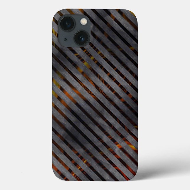 Graue Querstreifen, Karbon-Bänder, goldrot Case-Mate iPhone Hülle (Rückseite)