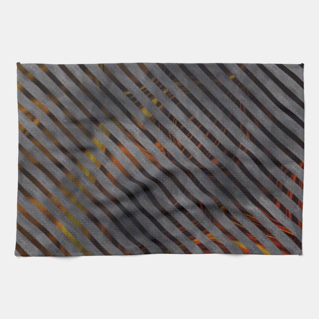 Graue Querstreifen, Karbon-Bänder, goldrot Geschirrtuch (Horizontal)