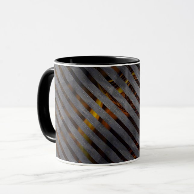 Graue Querstreifen, Karbon-Bänder, goldrot Tasse (Vorderseite Links)