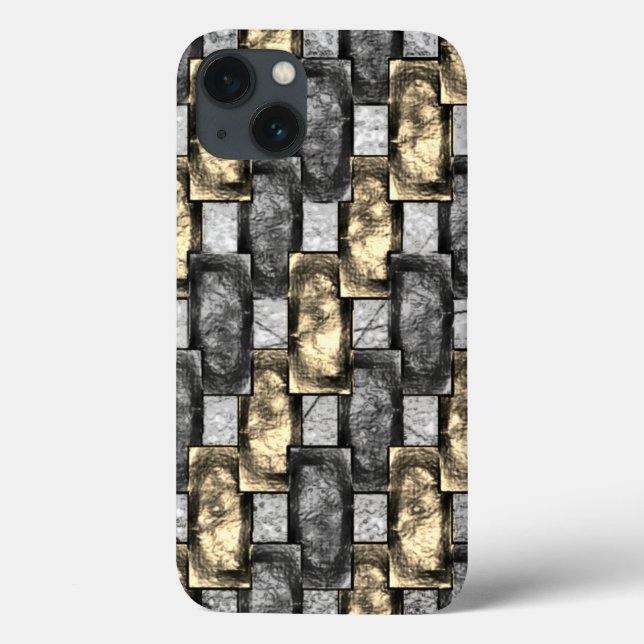 Graue rechteckige, geschnitzte und gefärbte Stücke Case-Mate iPhone Hülle (Rückseite)