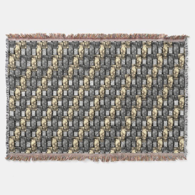 Graue rechteckige, geschnitzte und gefärbte Stücke Decke (Vorderseite)