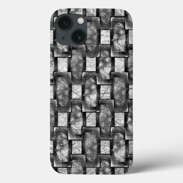 Graue rechteckige Teller, geschnitzt und gefärbt Case-Mate iPhone Hülle (Rückseite)