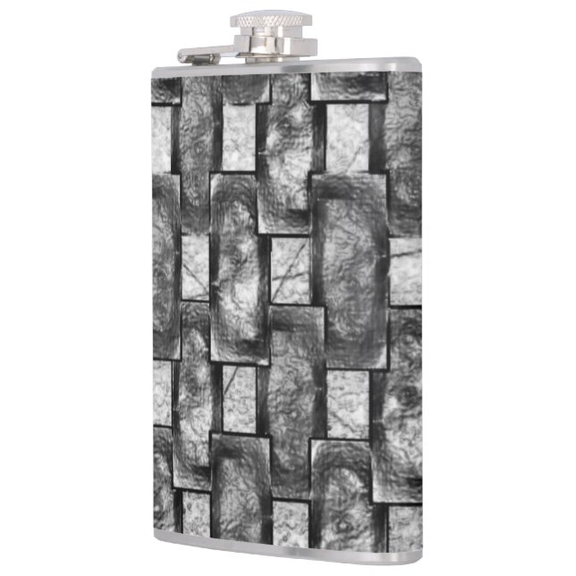 Graue rechteckige Teller, geschnitzt und gefärbt Flachmann (Links)