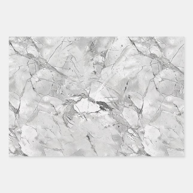 Graue "Regal Stone Vein" Marmortextur Wrapping Pa Geschenkpapier Set (Vorderseite)