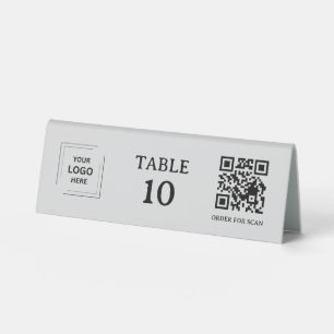 Graue Restaurant-Tischnummer QR-Code-Scan zum Best Tischaufsteller