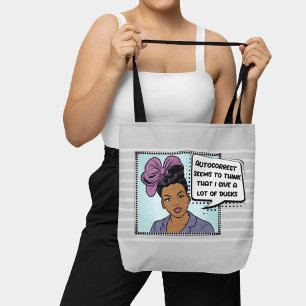 Graue Retro Pop Art Autokorrekte Sarcastic Phrase Tasche
