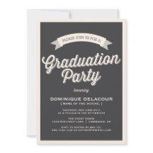 GRAUE RETRO-TYPOGRAFIE ABITURIENTENPARTY-EINLADUNG