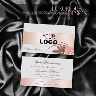 Graue Rose Gold-Dekoration und Niedliche Blume mit Visitenkarte