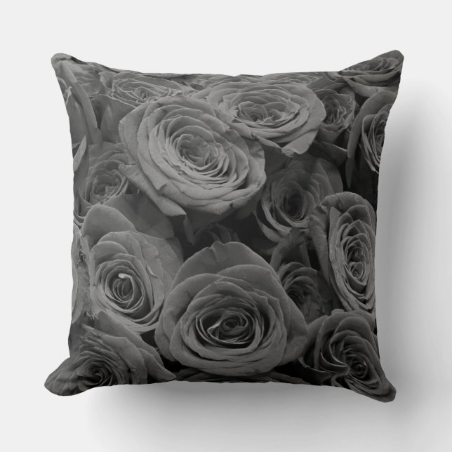 Graue Rose, graues Foto Kissen (Vorderseite)