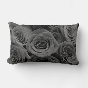 Graue Rose, graues Foto Lendenkissen