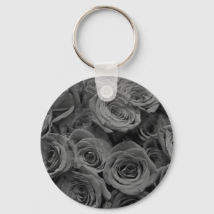 Graue Rose, graues Foto Schlüsselanhänger