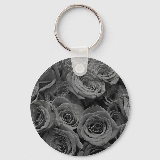 Graue Rose, graues Foto Schlüsselanhänger (Vorderseite)